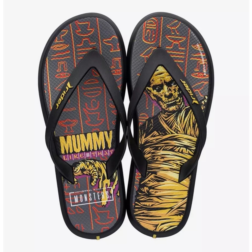 Rider Universal Monsters The Mummy Mens Black Flip-Flops Sandals Size 13 Shoes